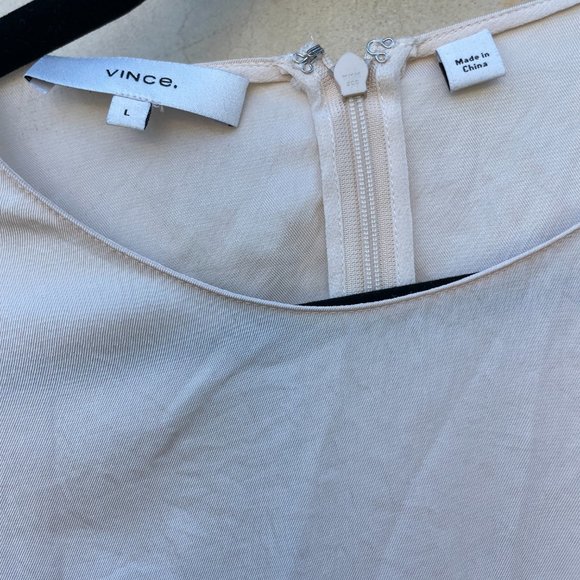 Vince Lace Trim Tee in Pale Adler Large 3/4 Sleeves Round Neck - Picture 6 of 11